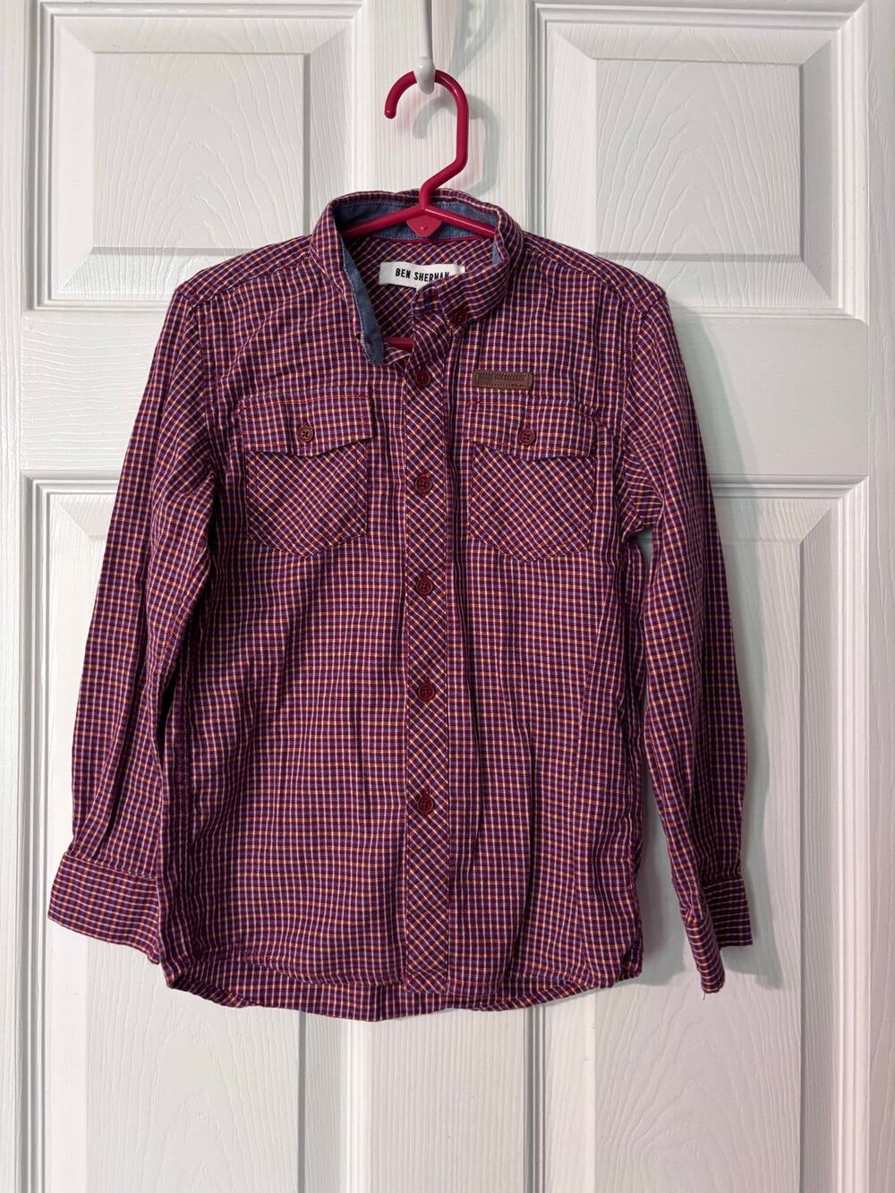 Ben Sherman Long Sleeve Boy's Button Down 6-7 Years Plaid